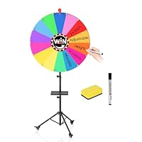 61 cm Glücksrad, 14 Farben Abnehmbarer Drehendes Preisrad mit 360°-Drehrollen, EMART Glücksrad zum Drehen Groß Kritzelspiel mit Verstellbarer Stativständer 86-152cm