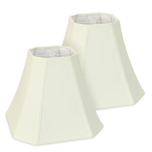 Image of Lamp Shades Set of 2, Cream Medium (6.5 inch Top x 13 inch Bottom x 10.8 inch High), Octagonal Fabric Replacement Lampshade for Table Lamps(Spider Fitter), Classic & Traditional Decor (Harp Not Included)