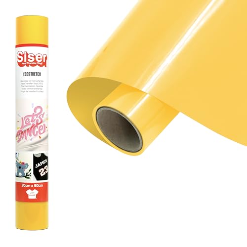 SISER EcoStretch Vinilo termotransferible, Amarillo, 50 x 30 cm
