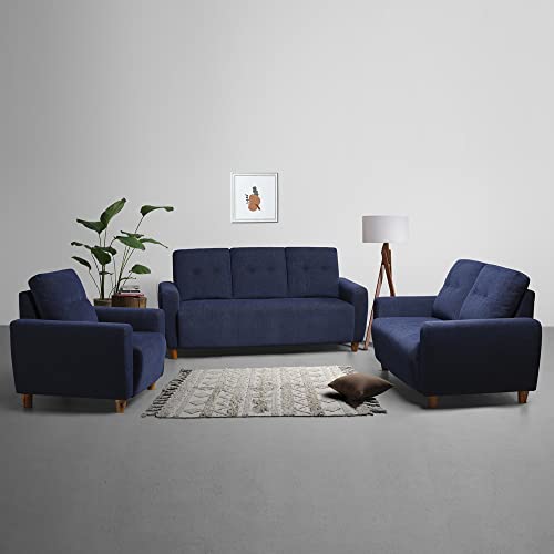 Image of Sleepyhead Yolo Designed by Duroflex - 6 Seater Sofa 3+2+1 Sofa Set |Premium Fabric, Plush 3-Layer Cushioning |Buttonless Tufted & Anti-Sag Comfort |Stylish & Durable |3 Years Warranty - Berry Blue
