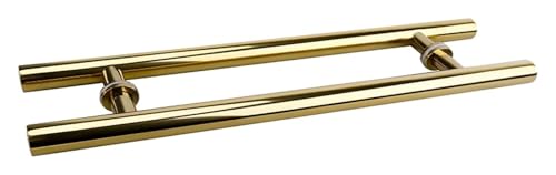 Poignée de porte double face en H or 80cm pour ouvrant bois et verre - 2