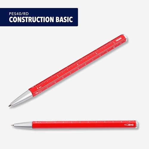 Stylo à bille multitâche TROIKA CONSTRUCTION BASIC argenté avec règle graduée
