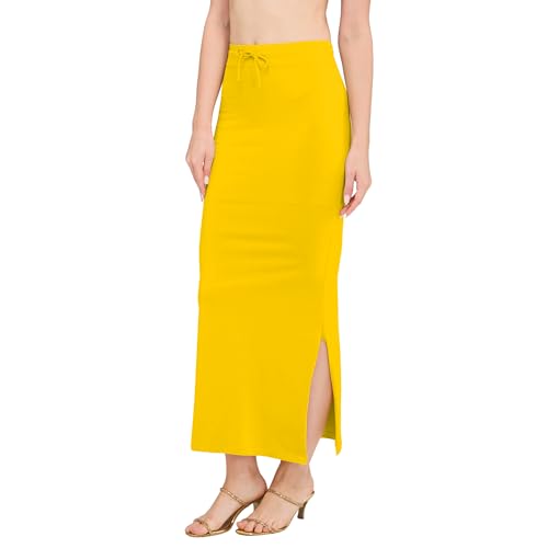 Image of DESI GIRL Cotton Lycra Stretchable Saree Shapewear Petticoat with Drawstring for Women | Fishcut Saree Petticoat with Side Slit for Easy Movement | Saree Shaper | Long inskirt