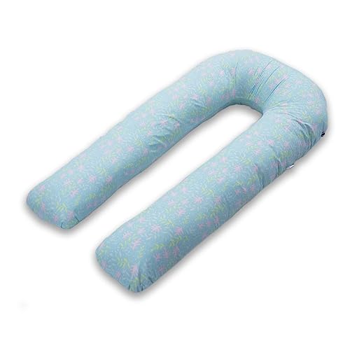 Image of COOZLY U Shaped Pregnancy Pillow | Maternity Pillow | 100% Cotton Removable Covers| Premium PregnoCare Fibres (U Super Premium, GreenFlora)