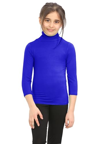T-shirt décontracté col roulé unisexe bleu marine manches longues 5-6 ans
