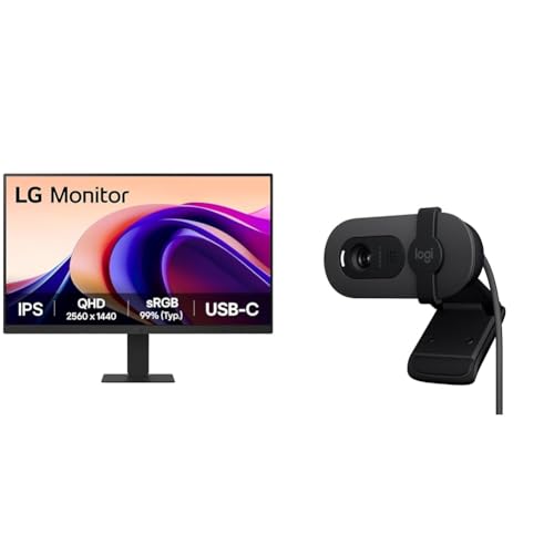 Image of LG 24U631A IPS QHD (2560x1440) Monitor, 24 Inch, 100Hz, sRGB 99% (Typ.), HDR10, USB-C with PD 15W, HDMI, 3 Side Virtual Borderless, Head Phone Out + Logitech Brio 100 Full HD 1080P Webcam