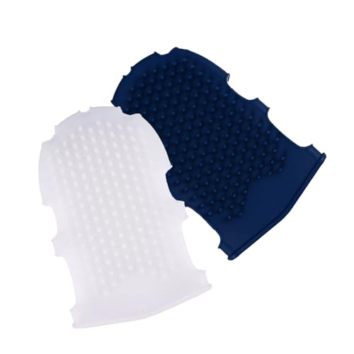 STOBAZA Guantes de Masaje de Silicona para Baño 2 Unidades (color Claro Semitransparente y Azul Oscuro), Cepillo Suave y Elástico para Masaje Corporal, Exfoliación y Mejora Circulación