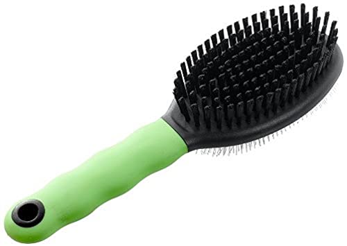 Ferplast GRO 5806, Escova Dupla para Gatos, Verde, com Cerda Macias e Cerdas Metálicas Ferplast para Gatos, Verde