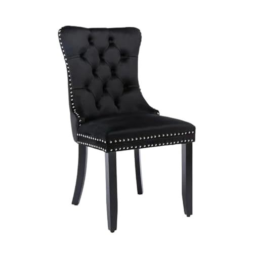 YLHMNE Sedie da cucina imbottite spesse 1 Sedia Da Pranzo Imbottita In Velluto Nero Con Maniglia Ad Anello E Gambe Legno Massello
