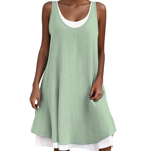 Gesoja Midi Dress for Women Summer Beach Tshirt Sundresses Crewneck