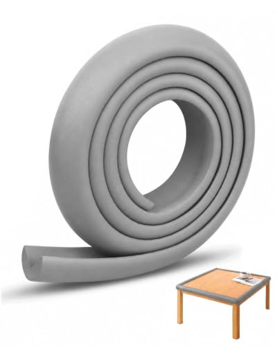 STJUNR Protector de espuma para bordes a prueba de bebés – Protector de bordes de mesa de 2 metros – Protector de esquinas de – Tira autoadhesiva (apto para camas, alféizares y escritorios) – Gris