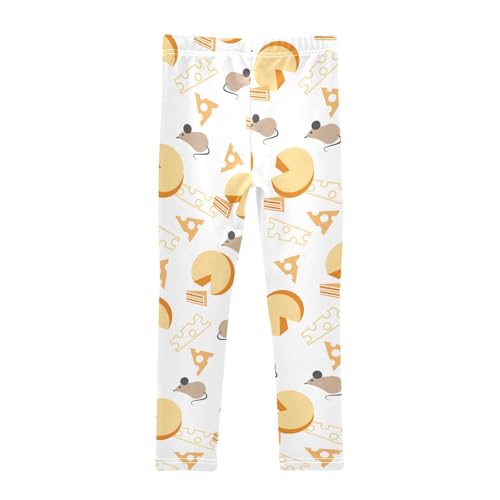 Mice and Cheesy Girls Leggings,Workout Leggings for Girls Toddler Athletic Leggings Size for 3-10T2
