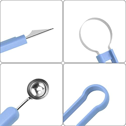 4 in 1 Fruit Tool Set Fruit Carving, Fruit Ball Scoop for Fruits Plate Decoration (Blue)