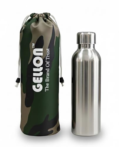 Image of Gellon Bottle Cover In Umbrella Cloth For 750 ML, 1 L to 1.5 Litre Water Proof Drawstring Closer For Travel, Hiking, Office & School Kids In Black Color (Dark Military)