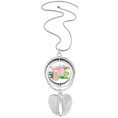 Collier ailes d'ange et pendentif rotatif de mars : le cadeau d'anniversaire idéal