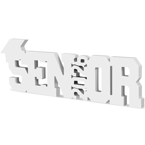 Bucherry Senior 2026 Sign Graduation Decorations Class of 2026 Photo Booth Props for Photoshoot Wooden White Graduation Table Centerpieces Letter Sign for Senior Night Grad Memorial Party Supplies