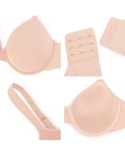 HSIA Women's Full Coverage Bra, Plus Size Tshirt Bra Back Smoothing Bra with Supportive Underwire Minimizer Padded Bra - Image 6