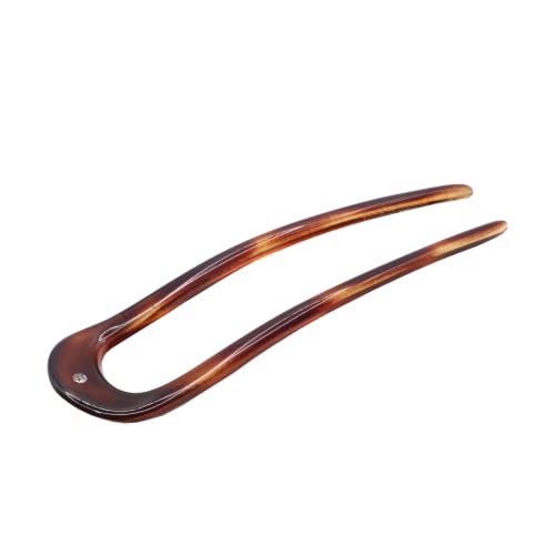 Parcelona French Large 4.75 Inch Tortoise Shell Celluloid Chignon U Hair Pin Stick, Made in France