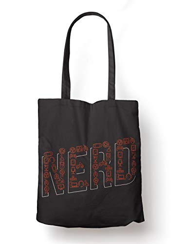 BLAK TEE Nerd Lettering Organic Cotton Reusable Shopping Bag Black 1 BLAK TEE Nerd Lettering Organic Cotton Reusable Shopping Bag Black