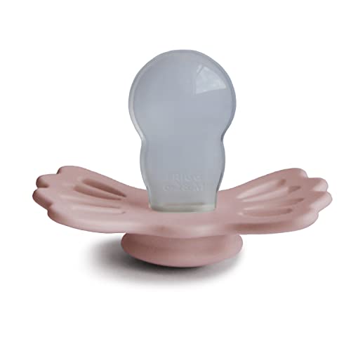 Image of FRIGG Lucky Symmetrical SilkySoft Silicone Baby Pacifier | Made in Denmark | BPA-Free (Cream /Blush, 6-18 Months)