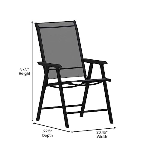 Flash Furniture 2-TLH-SC-044-BKBK-GG Paladin Black Outdoor Folding Patio Sling Chair thumb #2