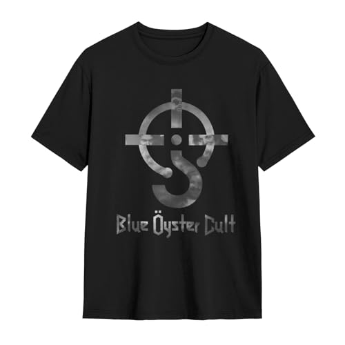 Blue Music Oyster Band Cult Men's & Women's Hawaiian Concert Tee Band Tour Short Sleeve T-Shirt for Music Lovers Large