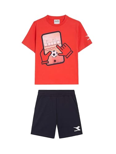 Completo Diadora rosso resistente e leggero 2pz per sportivi di 6 anni