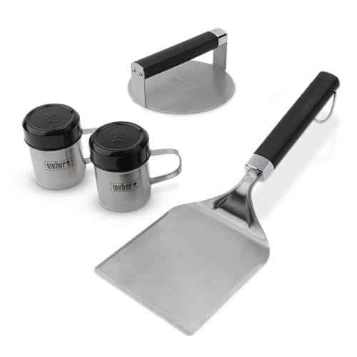 Weber Smashed Burger Set/consists of burger press, spatula and 2x spice shakers, made of stainless steel - silver (3401364)