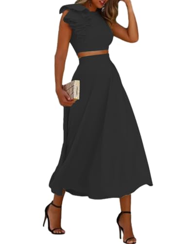 Two Piece Vintage Homecoming Dress Cocktail Dress Tea Length Sleeveless Jewel Neck with Pleated 2025