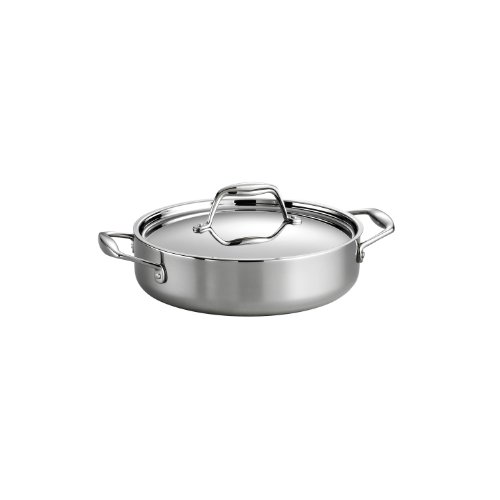 Tramontina 80116/009DS Gourmet Stainless Steel Induction-Ready Tri-Ply Clad Covered Braiser, 3-Quart, NSF-Certified, Made