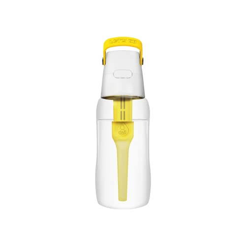BRITA Botella de Filtro de Agua SOLID Limón, 0,5 L - con Filtro de Carbón activado que mejora el pH, sin BPA, Elimina el sabor y el olor a cloro, fabricada con resistente Tritan™