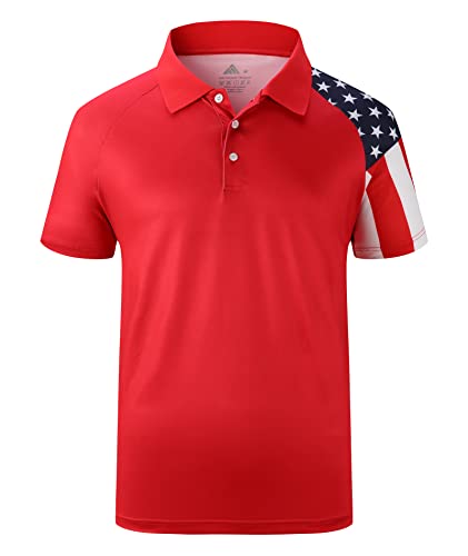 ZITY Men's Flag Golf Polo Shirts Short Sleeve Tactical Collared Shirt Men Outdoor Moisture Wicking Shirts