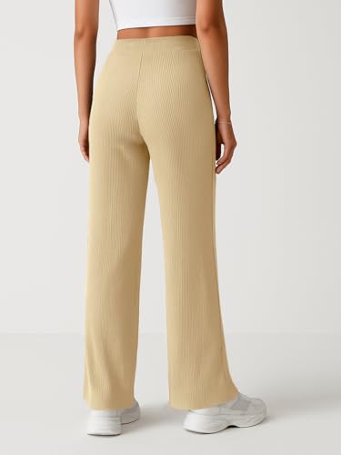 Image of Pinkmint Women's Poly Lycra Trouser, High Waist Flared Korean Trousers, Trendy Casual Wear for Daily & Travel Use (Available in Plus Size)