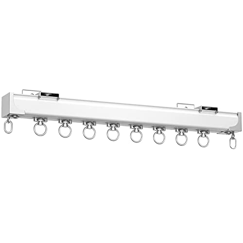JYHHCYS Vorhangschiene Gardinenschiene Gardinenstange Weiß Seiten-/Deckenmontage Vorhangschiene Raumtrenner, Metall Regensicherer Innen- und Außenvorhang Schienensystem mit kompletten Bausätzen Cover