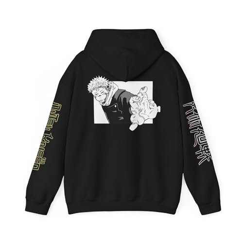 Sukuna Anime Hoodie, JJK Unisex Sweatshirt, Jujustu Kaisen Hooded Pullover, Heavy Blend Sweater, Sukuna Cursed Spirit Jacket2