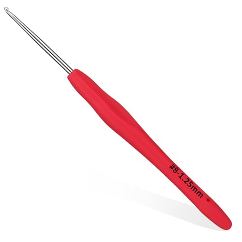 Image of SHWAKK Small Crochet Hook, 1.25 mm Lace Ergonomic Crochet Hook, Tiny Crochet Needles for Arthritic Hands, Knitting Needles with Soft Handle Beginners and Experienced Hobbyists (1.25 mm)