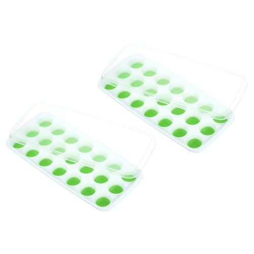 2 Paquetes Moldes para Cubos de Hielo con Tapa Verde miniatura 1