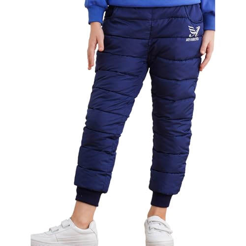 Loyan Boys Girls Elastic Waist Sweatpants Winter Warm Fleece Lined Snow Pants Outdoor Skiing Trousers