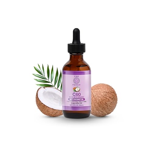 C60 Purple Power - MCT 2-oz.- Organic MCT Coconut Oil, 2 Fl Oz, 99.99% Pure Carbon Fullerenes, Lift Oxidative Burden, Optimize Mitochondrial Function