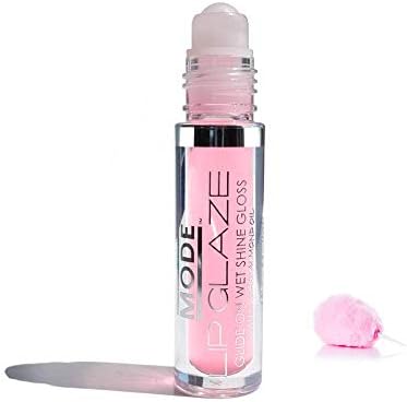MODE Lip Glaze Roll On Flavored Lip Gloss - Cotton Candy (4ml) Moisturizing Sheer Wet Shine, Hydrate Lips with Sweet Almond and Nourishing Natural Fruit Oils with a Yummy Scent, Cruelty Free and Vegan