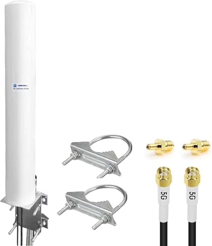 Maswell 4G 5G Antenne Outdoor, 2X2 MIMO 700-6000MHz, bis zt 4,5 dBi LTE 5G NR Mobilfunk Externe AuBenantenne SMA-Stecker mit TS9