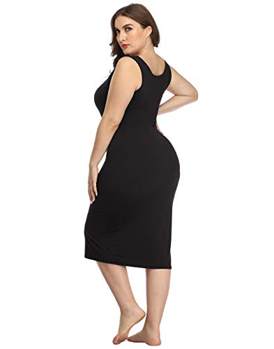 HDE Plus Size Bodycon Midi Dress Casual Fitted Jersey Tank Everyday Sundress4