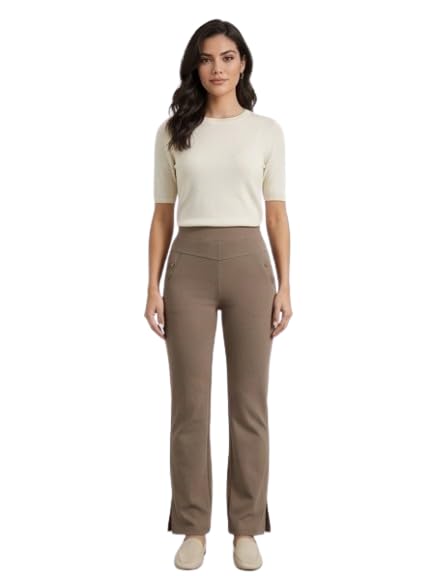 Women's Premium High Waist Straight Fit Stretchable Pants with 2 Pocket | Soft Comfortable Office Wear, Casual Wear & Formal Trousers | Ankle Length Bottomwear-picture-41