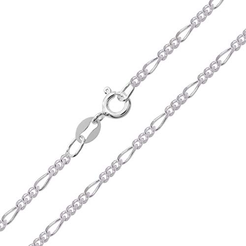 60,96 cm cadena Figaro de plata de ley - cadena para mujer de gran calidad. Más grueso y cadena para colgante 6 gramos tamaño grande - SCLS60