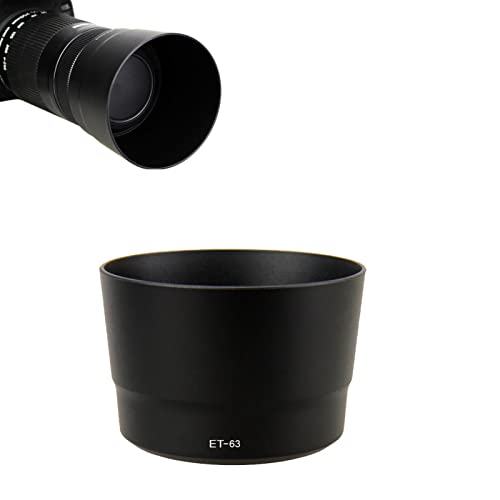 HIUOUIH Lens Hood ET-63 Parasol Objetivo Repuesto 58 mm para Canon Cámara EF-S 55-250mm f/4-5.6 IS STM Capucha, Negro Cover