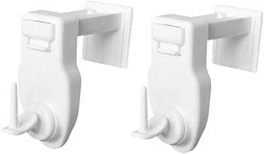 Pack of 2 Click Brackets No Drilling for Curtain Poles - Adhesive Free Snap Hooks for Lightweight Curtain Rods and Net Curtains - Removable Rod Attachment for Window - Matt White