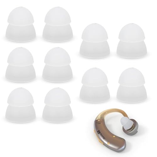 10 cúpulas para audífonos, Puntas para los oídos de Silicona Suave de 10 mm, Doble Capa, Tipo Cerrado, Lavables, Tapones para los oídos antiestáticos, Piezas de audífonos para (Blanco)