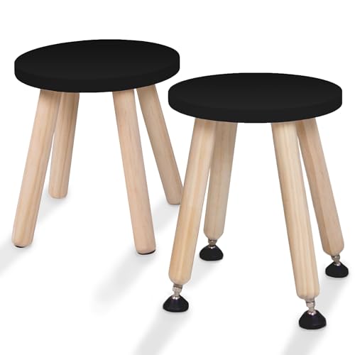 Cateam Montessori Taburete de madera - Silla ajustable para niños pequeños con pies antideslizantes - Taburete para niños sentados y de pie para baño, cocina y sala de juegos - Juego de 2 unidades