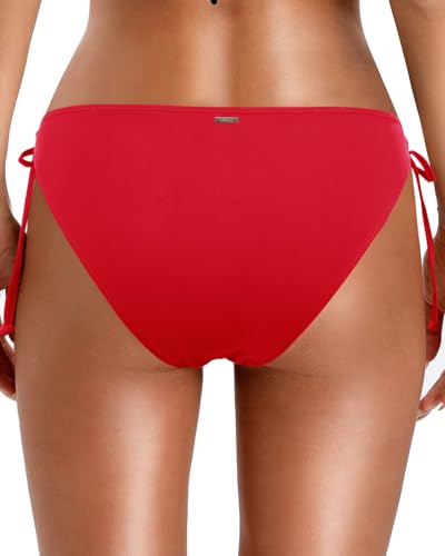 Image of Zmart Women's String Tie Side Bikini Bottoms - Adjustable Low Rise Swimsuit Bottom Moderate Coverage Bathing Suit