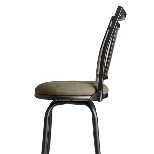 Butaco metálico giratorio con altura ajustable de 24 a 29 pulgadas, tapizado en poliéster color negro mate y beige miniatura 5